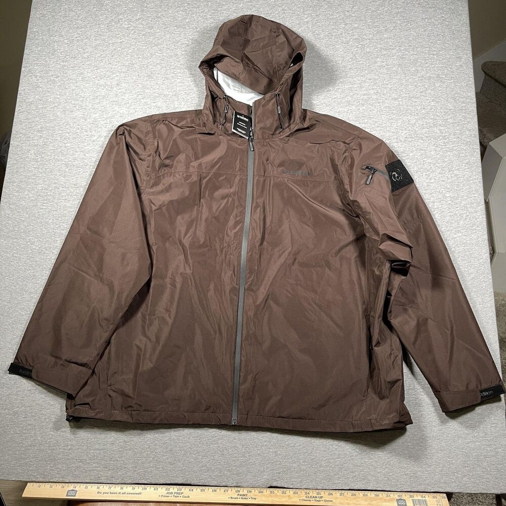 BAERSkin Jacket Mens 3XL Brown Hooded Rain Lightweight Hiking Outdoor Shell